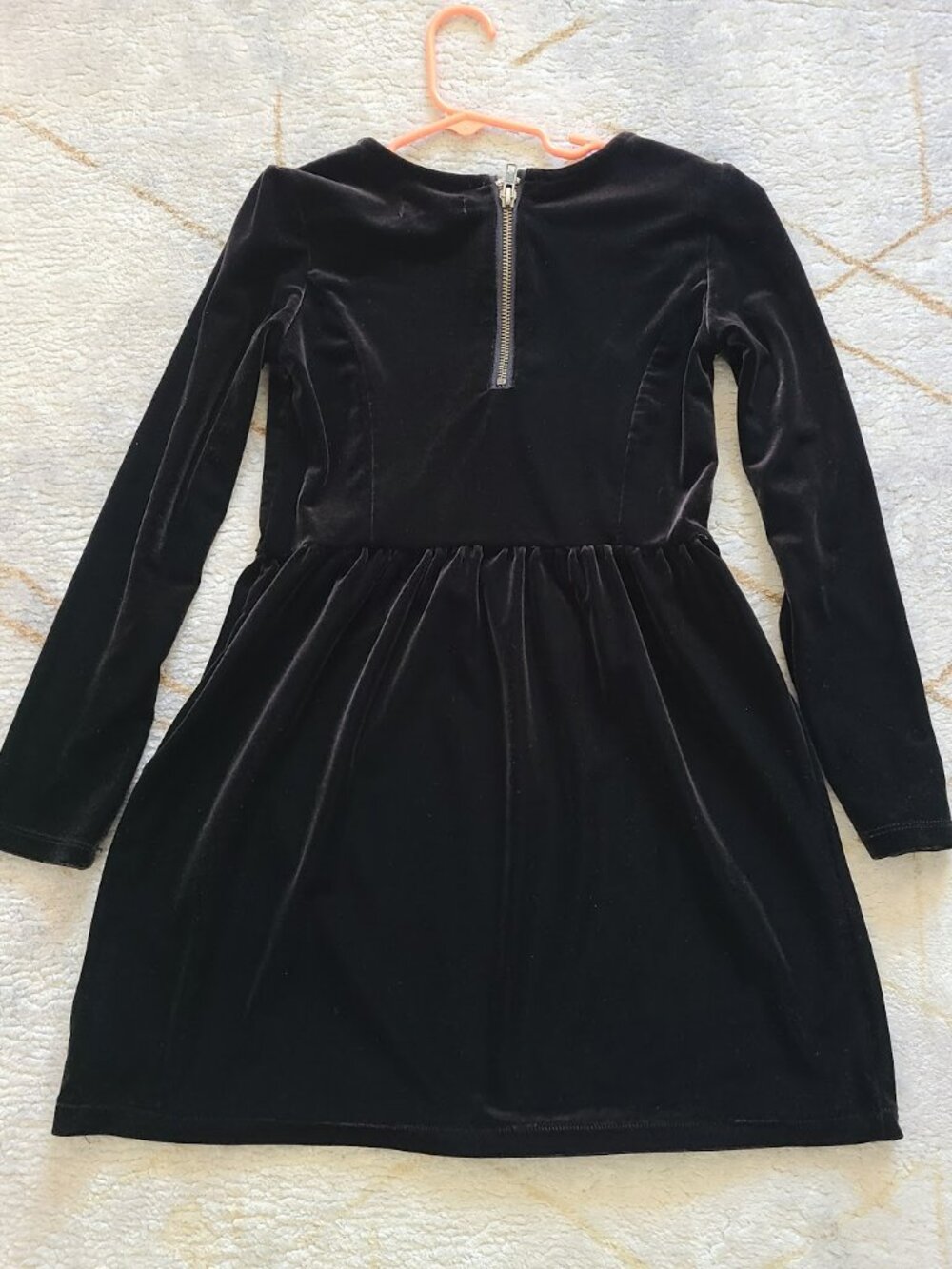 Gap Kids Girls Black Velvet Dress Size 8 Long Sleeve Holiday Party Skater